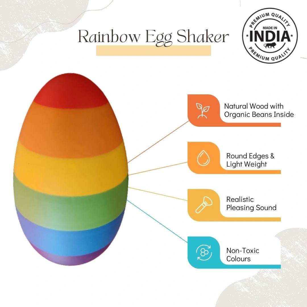 Rainbow Wooden Egg Shaker -Set of 2 (0+ Years)-1