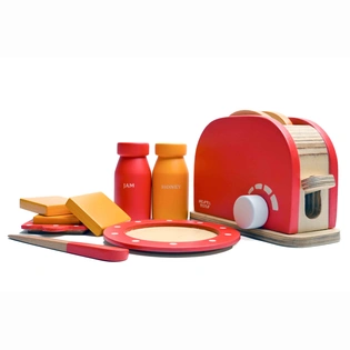 NESTA TOYS - Bread Pop-up Toaster Toy | Wooden Kitchen Toy (Red)