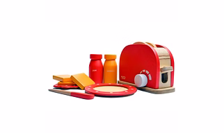 NESTA TOYS - Bread Pop-up Toaster Toy | Wooden Kitchen Toy (Red)