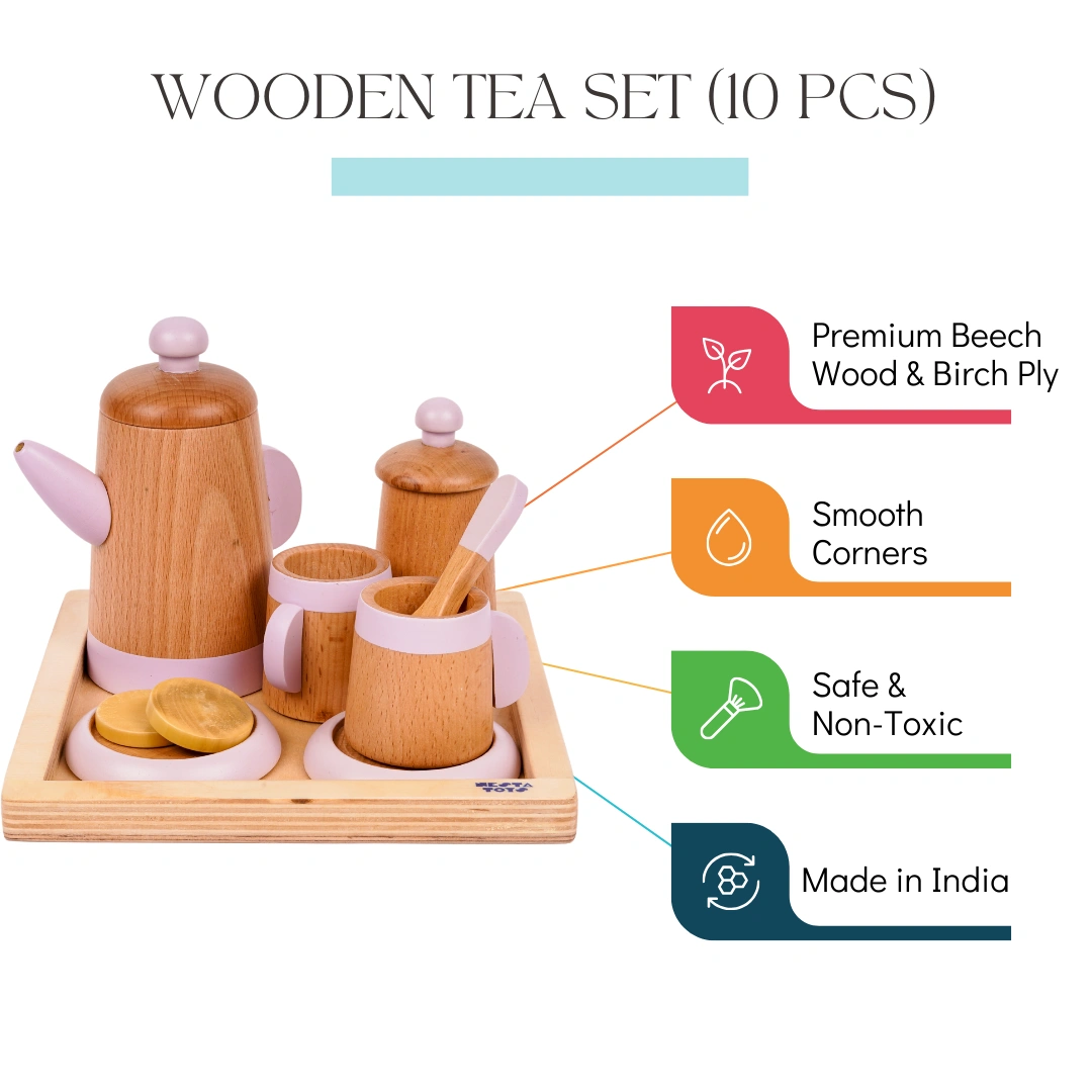 Wooden Tea Set | Kitchen Toys | Pretend Play Food Sets for Kids-8