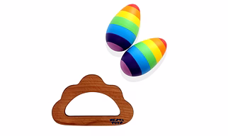 Wooden Egg Shaker (Rattle) & Teether Combo - Baby Shower Gift| Newborn Toy