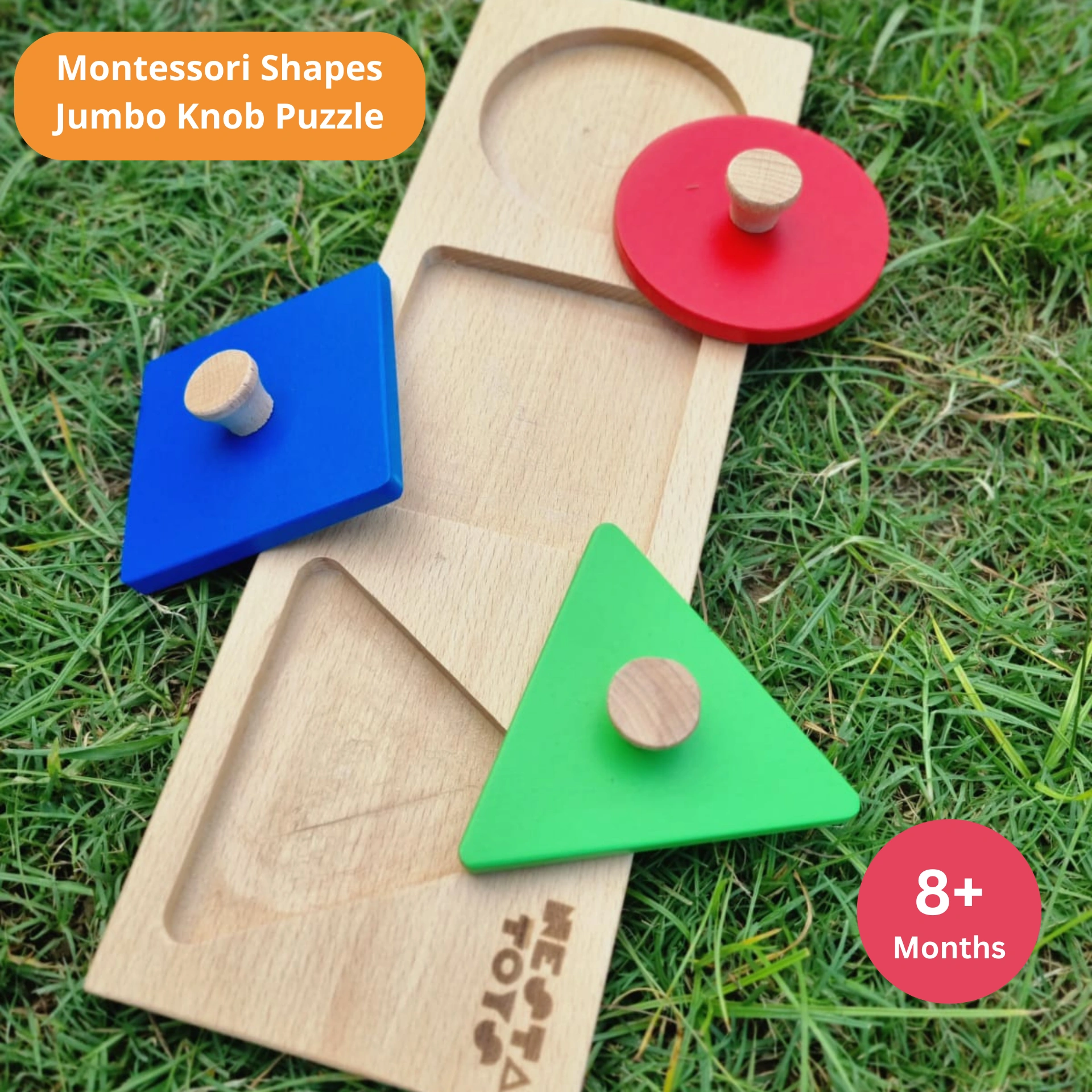 Montessori Wooden Shapes Jumbo Knob Puzzles | First Puzzle Set for Baby Toddler | Educational Shape Sorting Toy-1