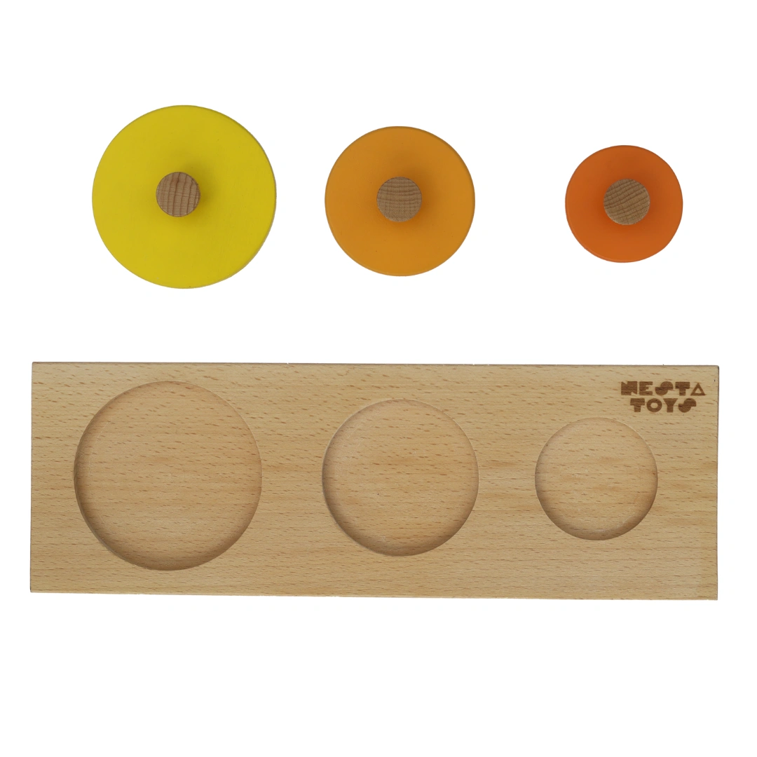 Nesta Toys - Montessori Wooden Circle Seriation Puzzle | Jumbo Knob Educational Shapes Puzzles for Baby-1