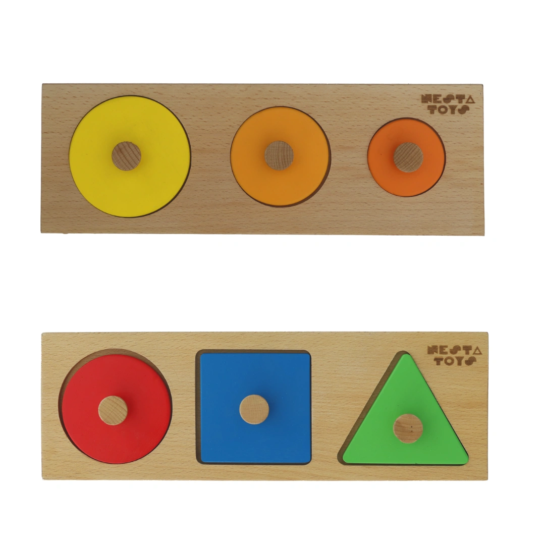 NESTA TOYS - Montessori Early Math Puzzle Combo - Shapes &amp; Circle Seriation | Educational Shapes Puzzles for Baby-12361680