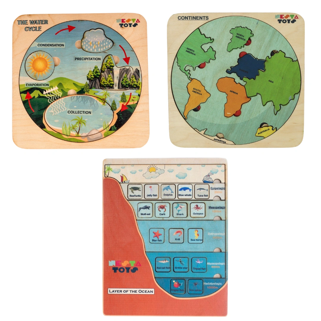 NESTA TOYS - Geography Lover Puzzle Combo - Earth Core, Water Cycle &amp; Ocean Layer Puzzle-12361766