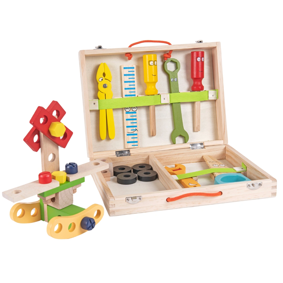 NESTA TOYS - 33-Piece Wooden Tool Kit Set with Tool Box-3