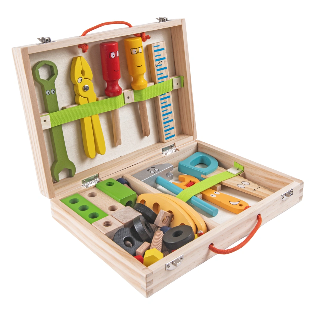 NESTA TOYS - 33-Piece Wooden Tool Kit Set with Tool Box-12604636