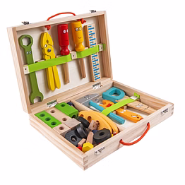 nesta toys - 36-piece wooden tool kit set with tool box