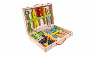 NESTA TOYS - 36-Piece Wooden Tool Kit Set with Tool Box