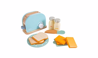 NESTA TOYS - Wooden Bread Pop-up Toaster Blue Color