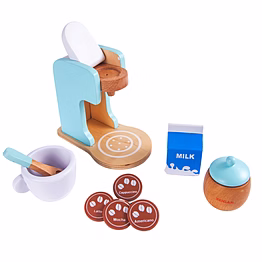 nesta toys - wooden coffee maker blue color