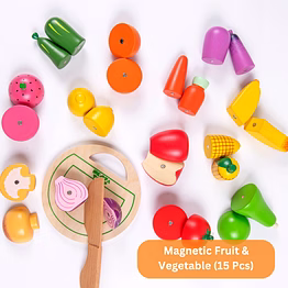 nesta toys - wooden vegetable and fruit toy set (15 pcs)