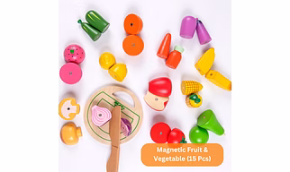 NESTA TOYS - Wooden Vegetable and Fruit Toy Set (15 Pcs)