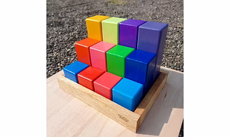 NESTA TOYS - Wooden Building Blocks with Tray | Stacking Rainbow Toy (12 Pcs)