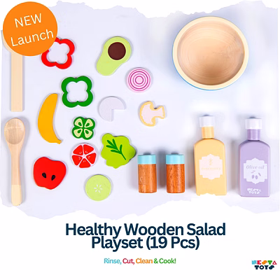 nesta toys - wooden healthy salad playset (19 pcs)