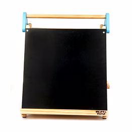 3-in-1 wooden tabletop easel with blackboard, whiteboard, paper roll, & accessories