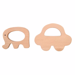 nesta toys- wooden car & elefant teether set | beech wood teether for babies