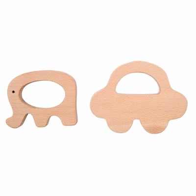 nesta toys- wooden car & elefant teether set | beech wood teether for babies