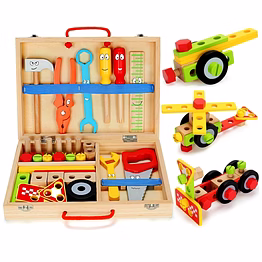 40-piece wooden tool kit set with tool box