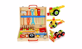 40-Piece Wooden Tool Kit Set with Tool Box
