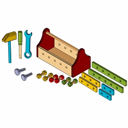 wooden tool box set for kids (24 pcs)