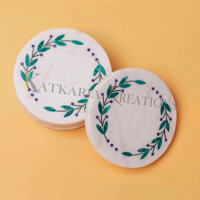 Malachite Inlay Marble Coasters Set Of 2-1