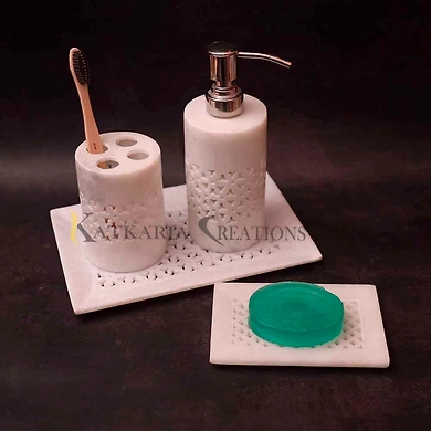 White Marble Bathroom Set-12424710