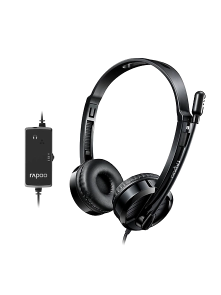 Rapoo H120 Stereo Wired On Ear Headphones With Microphone Noise-Reduction, Usb, Pc/Mac/Laptop/chrome OS - Black