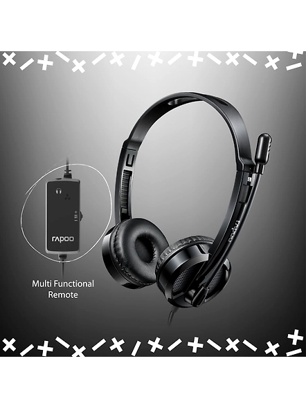 Rapoo H120 Stereo Wired On Ear Headphones With Microphone Noise-Reduction, Usb, Pc/Mac/Laptop/chrome OS - Black-2