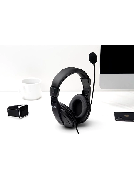 Rapoo H150 Stereo Wired Over Ear Headphones With Microphone Noise-Reduction, Usb, Pc/Mac/Laptop/Chrome OS - Black-2