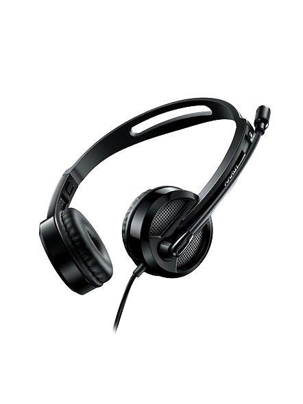 Rapoo H100 Stereo Wired On Ear Headphones With Microphone Noise-Reduction, 3.5mm Port , Pc/Mac/Laptop - Black