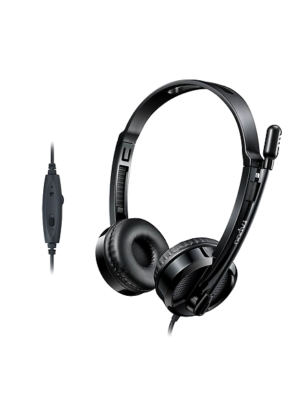 Rapoo H100 Stereo Wired On Ear Headphones With Microphone Noise-Reduction, 3.5mm Port , Pc/Mac/Laptop - Black
