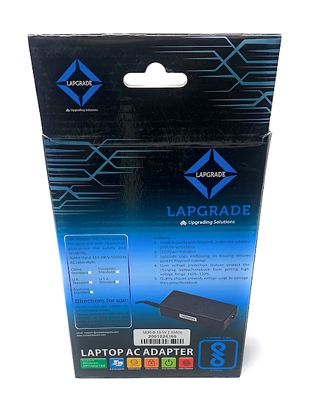 Lapgrade Charger for Dell 19.5V 2.31A 45W 4.5x3.0-4