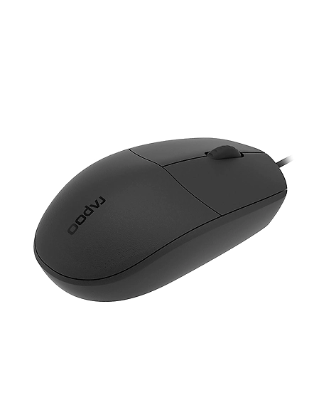Rapoo N100 Wired USB Mouse, 3 yr Warranty, 1600 DPI Optical Tracking, Ambidextrous PC/Mac/Laptop - Black-1
