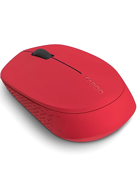 Rapoo M100 Ultra Silent Wireless Mouse With Bluetooth Multi-Device Connectivity Upto 3 Devices, Ergonomic Design, 1300 DPI &amp; 10 Meter Range for PC/Laptop/MacBook/Tablet Phones, 3 Years Warranty - Red-2