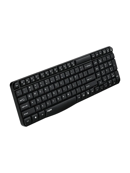 Rapoo E1050 2.4GHz Wireless Optical Keyboard, 10 Meter Transmission Range, Spill-resistant Design, 1000 DPI Mouse, Fn Keys, 12 Multimedia Functions, 3 Years Warranty - Black-1