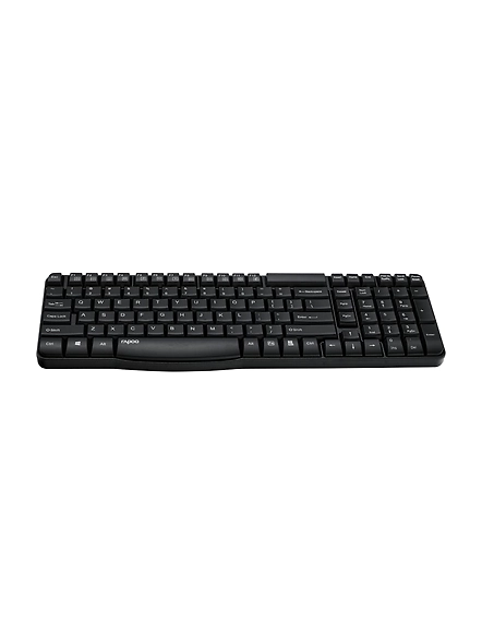 Rapoo E1050 2.4GHz Wireless Optical Keyboard, 10 Meter Transmission Range, Spill-resistant Design, 1000 DPI Mouse, Fn Keys, 12 Multimedia Functions, 3 Years Warranty - Black-2