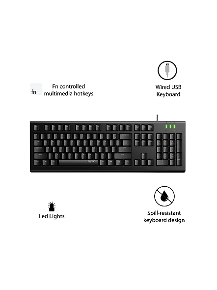 Rapoo NK1800 Spill Resistance Wired USB Keyboard-4