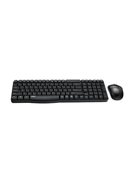 Rapoo X1800S 2.4GHz Wireless Optical Keyboard &amp; Mouse Combo, 10 Meter Transmission Range, Spill-resistant Design, 1000 DPI Mouse, Fn Keys, 12 Multimedia Functions, 3 Years Warranty - Black-1125