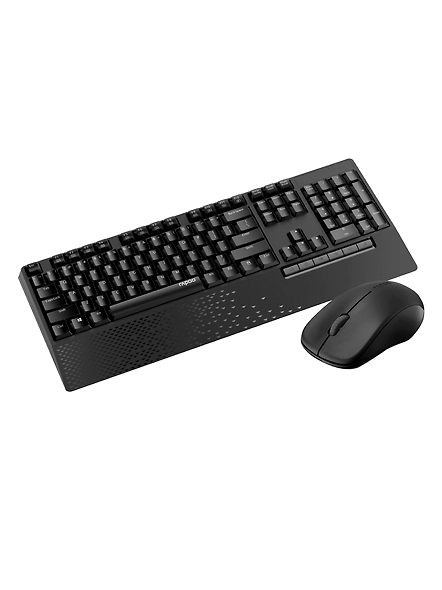 Rapoo X1960 Wireless Optical Mouse &amp; Keyboard Spill Resistance Multimedia Hotkeys 1000DPI Black-1135