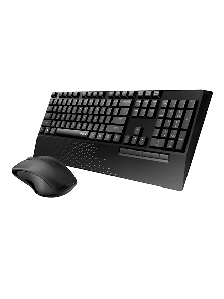 Rapoo X1960 Wireless Optical Mouse &amp; Keyboard Spill Resistance Multimedia Hotkeys 1000DPI Black-1