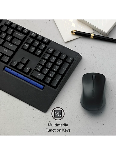Rapoo X1960 Wireless Optical Mouse &amp; Keyboard Spill Resistance Multimedia Hotkeys 1000DPI Black-4