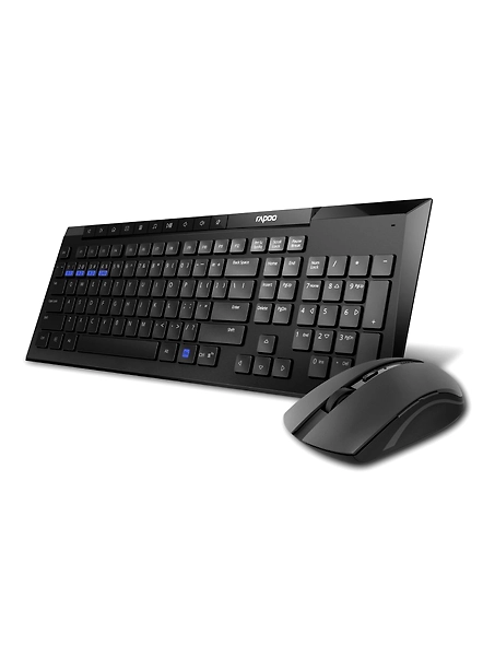 Rapoo 8210M Multi-Mode Keyboard &amp; Mouse Bluetooth 3.0/4.0 Wireless 2.4 GHz 1300 DPI Combo-Black-1063
