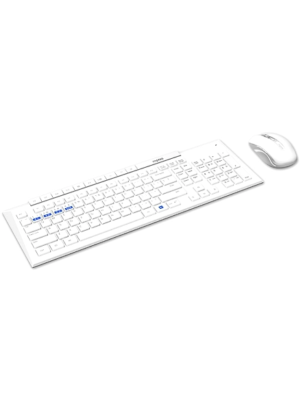 Rapoo 8210M Multi-Mode Keyboard &amp; Mouse Bluetooth 3.0/4.0 Wireless 2.4 GHz 1300 DPI Combo- White-2