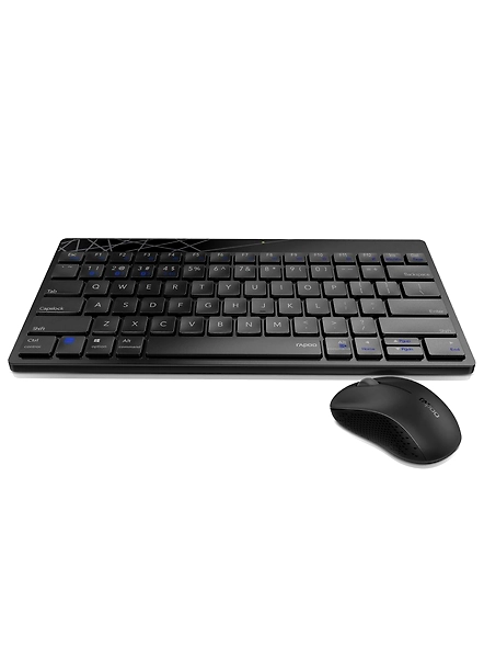 Rapoo 8000M Multi-Mode Keyboard &amp; Mouse Bluetooth 3.0/4.0 Wireless 2.4 GHz 1300 DPI Combo, 3 Years Warranty -Black-3