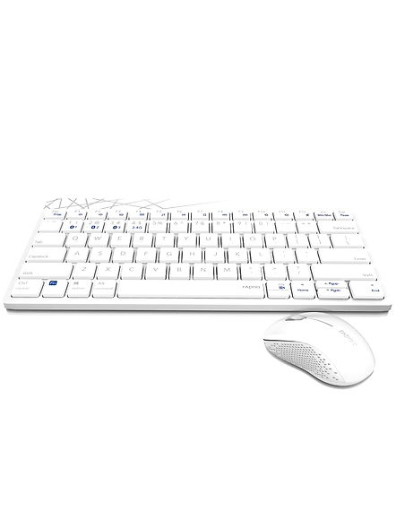 Rapoo 8000M Multi-Mode Keyboard &amp; Mouse Bluetooth 3.0/4.0 Wireless 2.4 GHz 1300 DPI Combo, 3 Years Warranty -White-1