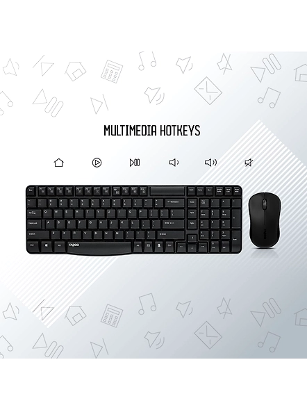 Rapoo X1810 2.4GHz Wireless Optical Keyboard &amp; Mouse Combo, 10 Meter Transmission Range, Spill-resistant Design, 1000 DPI Mouse, Fn Keys, 12 Multimedia Functions, 3 Years Warranty - White-4
