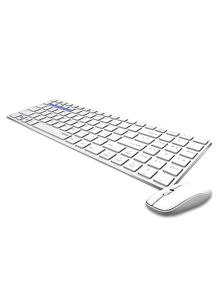 Rapoo 9300m Multi-Device Bluetooth + 2.4Ghz Wireless Keyboard &amp; Mouse Combo Ultra Slim Design, Spill-Resistant, Anodized Aluminum Body Compatible with Windows/PC/Chromebook, 3 Years Warranty - White-2