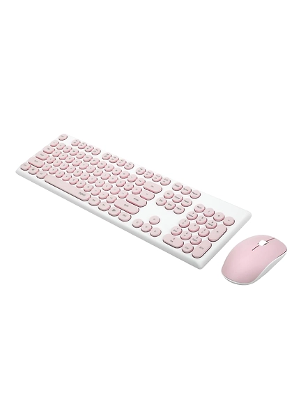 Rapoo X260 Wireless Keyboard and Mouse Combo set 2.4 Ghz with Type Writer Key- Pink