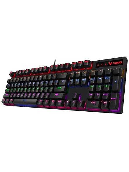 Rapoo V500 Pro Mechanical Gaming Keyboard Cyan Black Edition With Black Switches, Spill-Resistant Design &amp; Aluminium alloy surface cover-1018